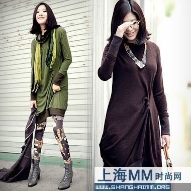 长袖连衣裙首选 legging+短靴